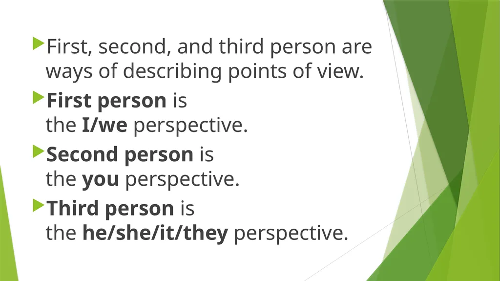 First, Second, and Third Person First, second, and - slide 2 of 9