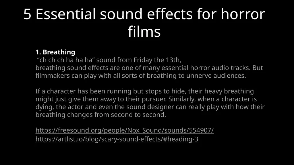 Horror Sound Effects and Techniques Τρίτη 18/03 - slide 13 of 20