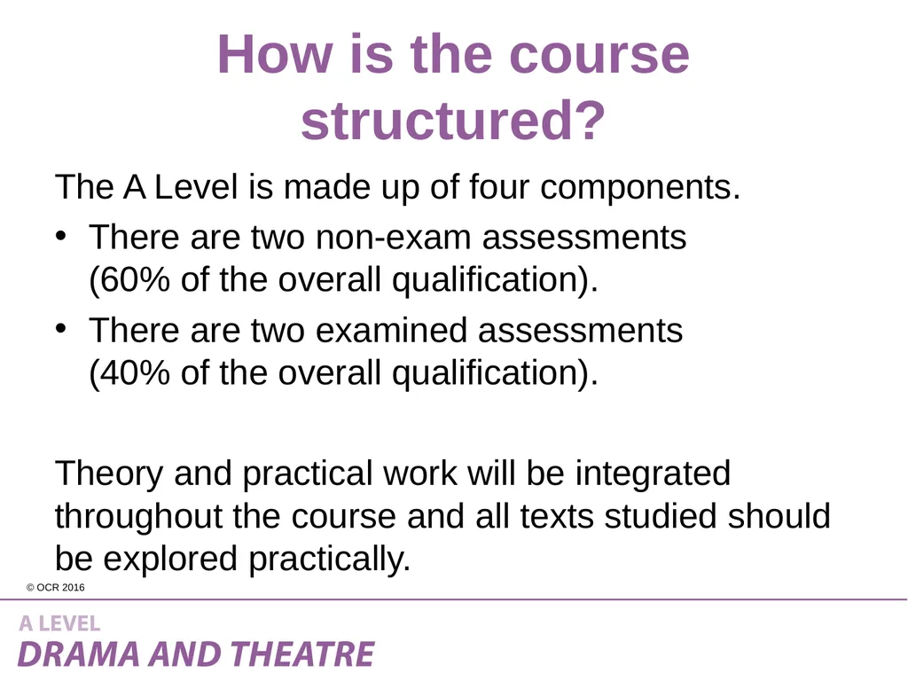 Introduction to A Level Drama and Theatre What is - slide 3 of 14