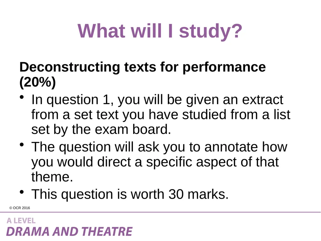 Introduction to A Level Drama and Theatre What is - slide 12 of 14