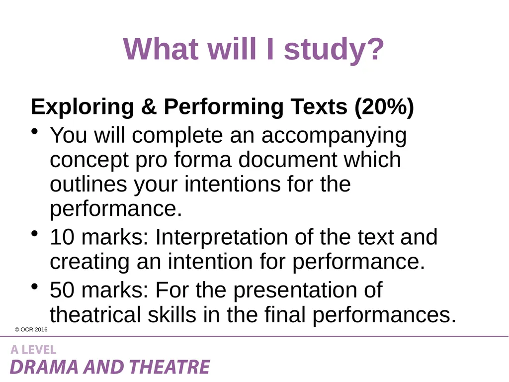 Introduction to A Level Drama and Theatre What is - slide 7 of 14