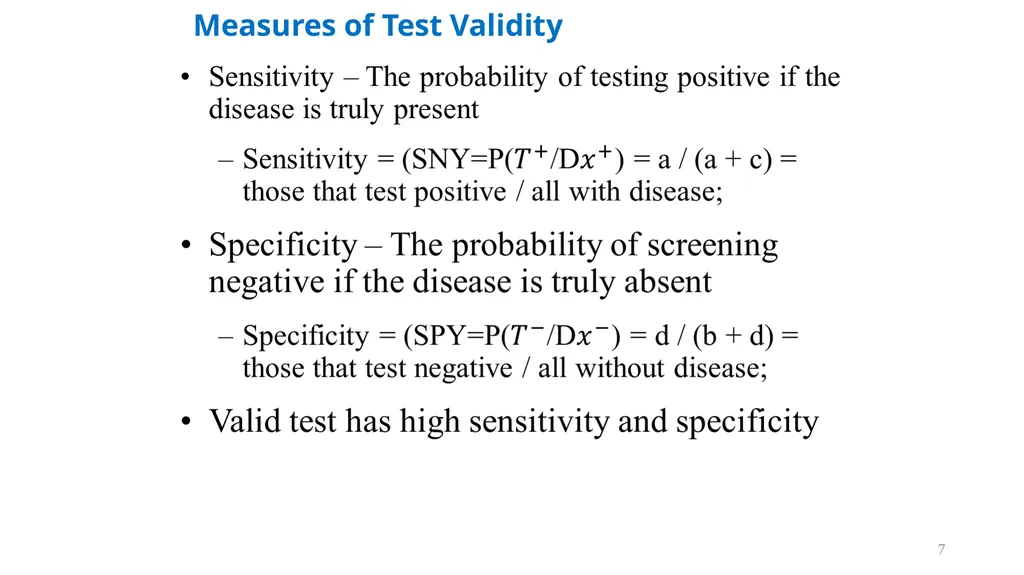 Diagnostic Tests Results of a Screening Test 5 - slide 7 of 33
