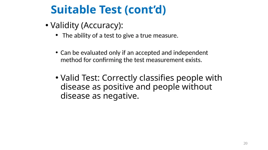 Diagnostic Tests Results of a Screening Test 5 - slide 20 of 33