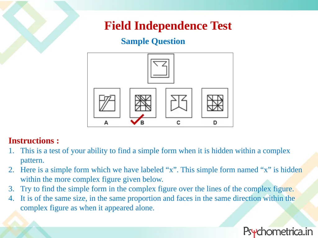 INSTRUCTIONS for PSYCHOMETRIC TESTS It provides an - slide 12 of 14
