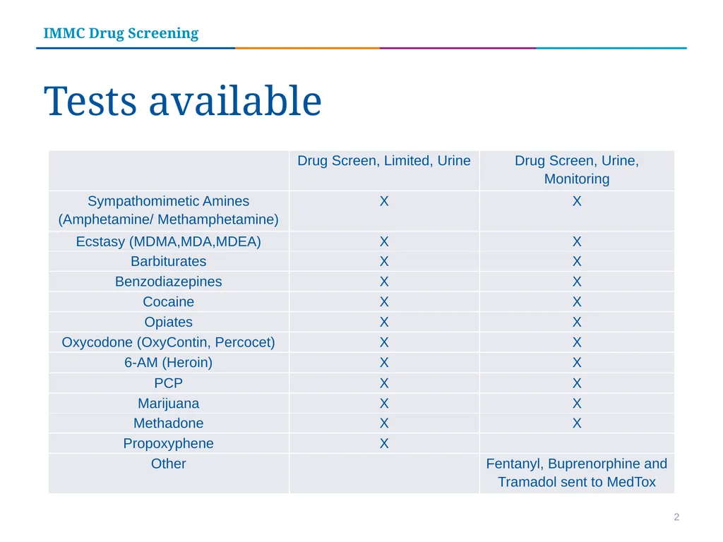 Iowa Methodist Medical Center Drug Screening Tests - slide 2 of 15