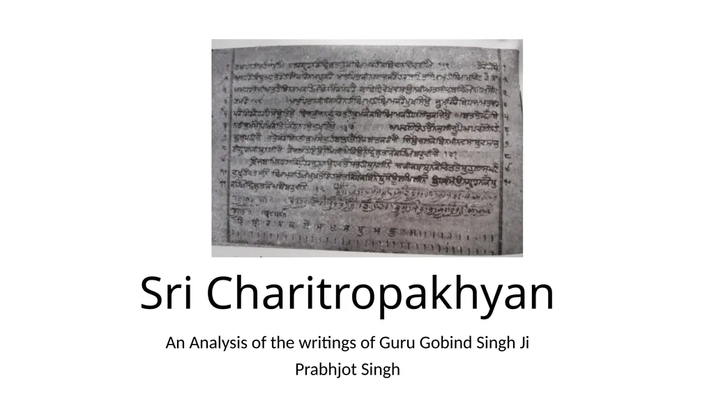 Sri Charitropakhyan An Analysis of the writings of - slide 1 of 11