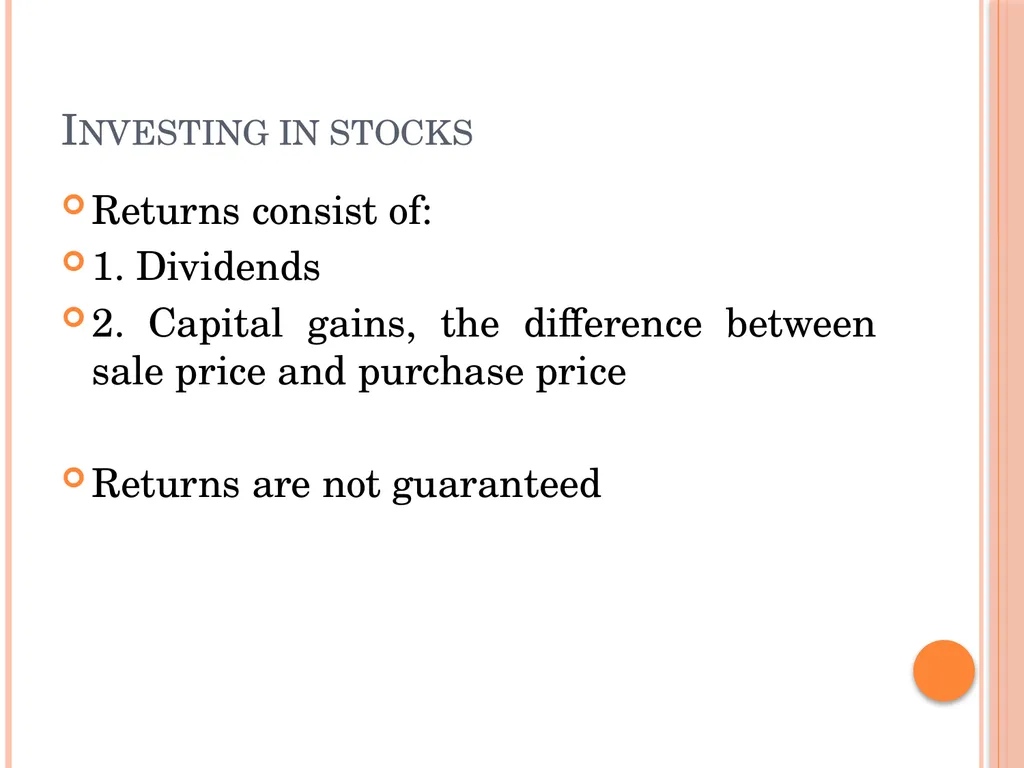 The stock market Investing in stocks Represents - slide 3 of 18