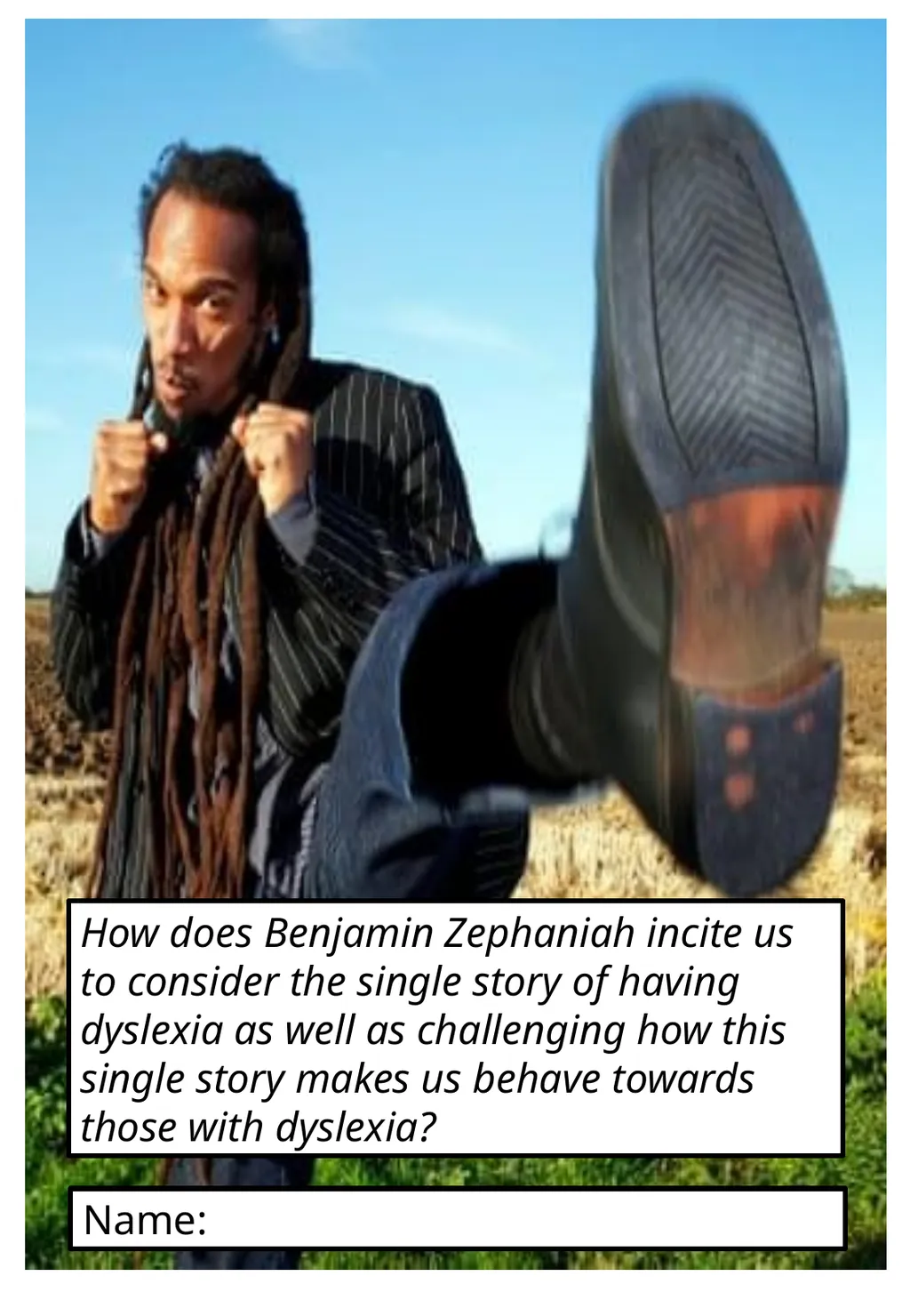 How does Benjamin Zephaniah incite us to consider - slide 1 of 8