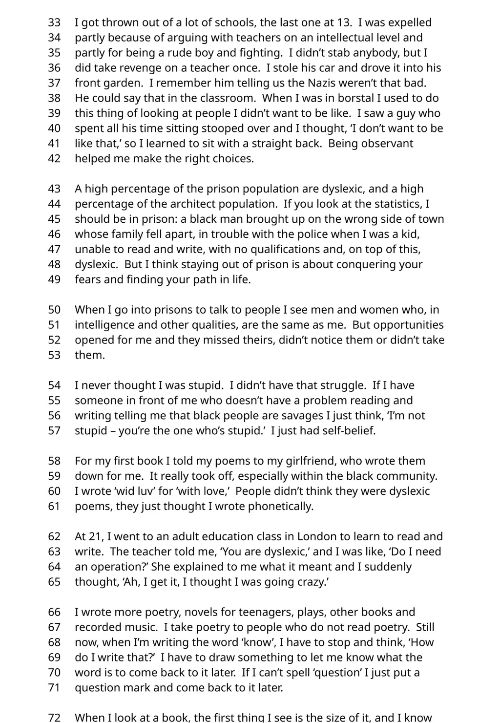 How does Benjamin Zephaniah incite us to consider - slide 6 of 8