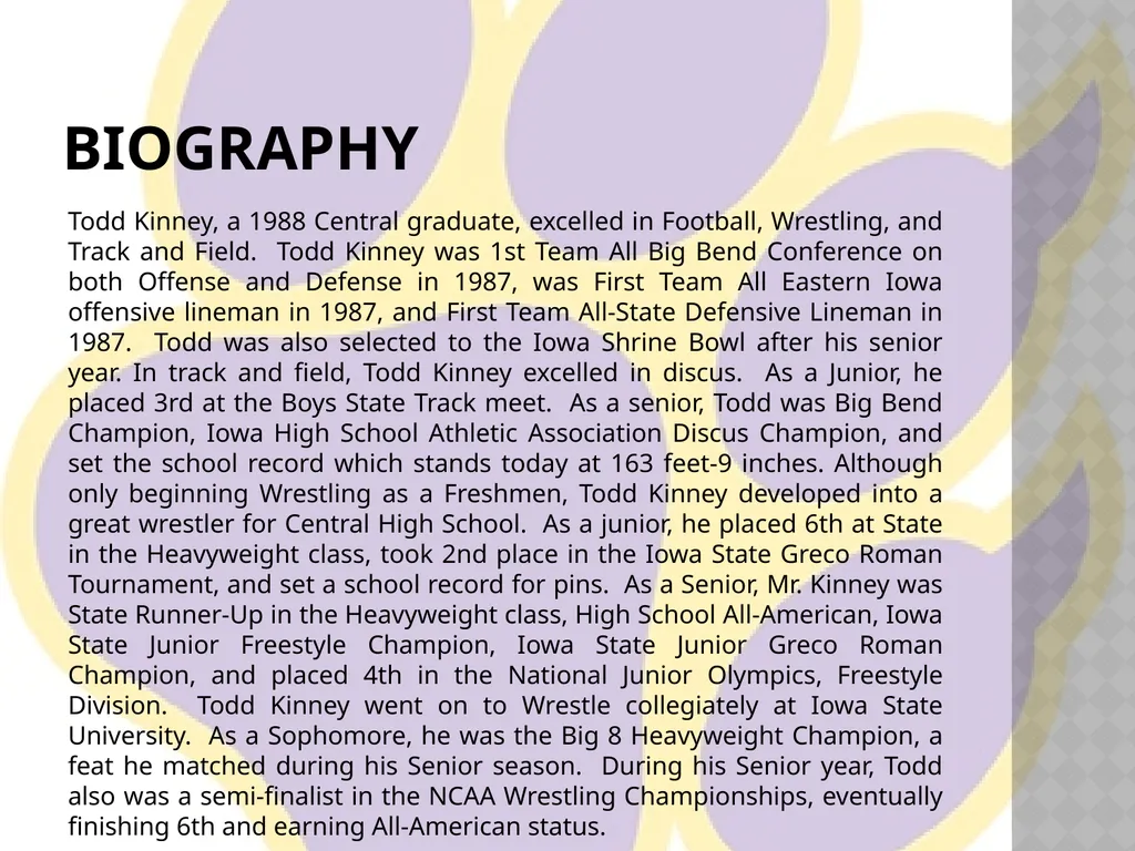 Todd Kinney Central Dewitt Hall of Fame Induction - slide 3 of 6
