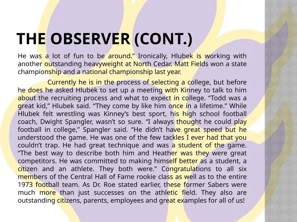 Todd Kinney Central Dewitt Hall of Fame Induction - slide 6 of 6