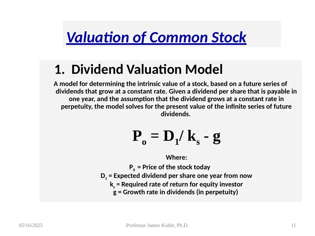 Common Stock Basics 1. Definition: Stocks are A - slide 11 of 50