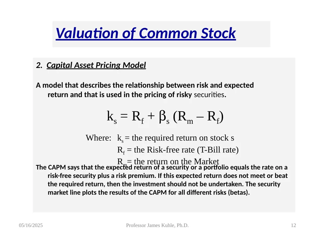 Common Stock Basics 1. Definition: Stocks are A - slide 12 of 50