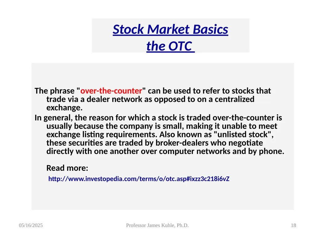 Common Stock Basics 1. Definition: Stocks are A - slide 18 of 50