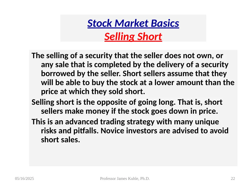 Common Stock Basics 1. Definition: Stocks are A - slide 22 of 50