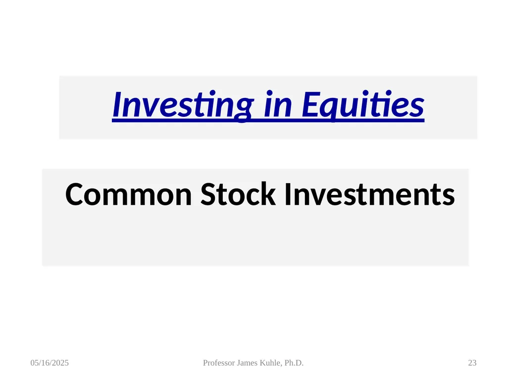 Common Stock Basics 1. Definition: Stocks are A - slide 23 of 50