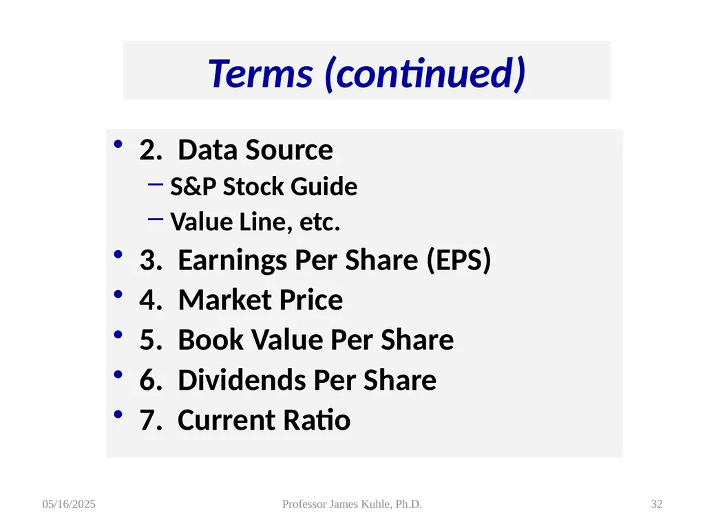 Common Stock Basics 1. Definition: Stocks are A - slide 32 of 50