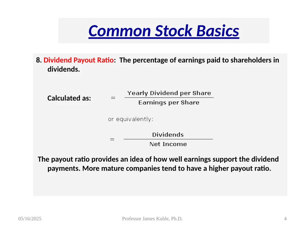 Common Stock Basics 1. Definition: Stocks are A - slide 4 of 50