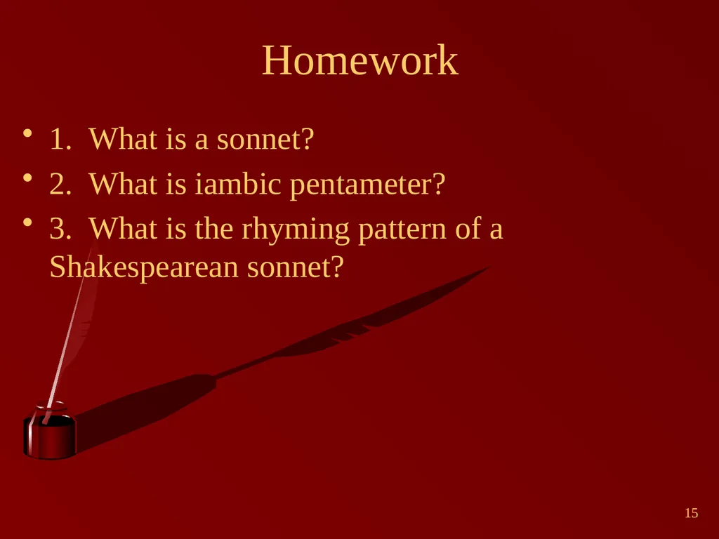 1 Shakespeare Sonnets English Year 9 2 William - slide 15 of 15