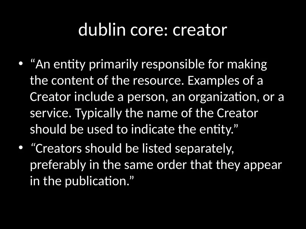 LIS654 lecture 5 DC metadata and omeka tables - slide 10 of 30