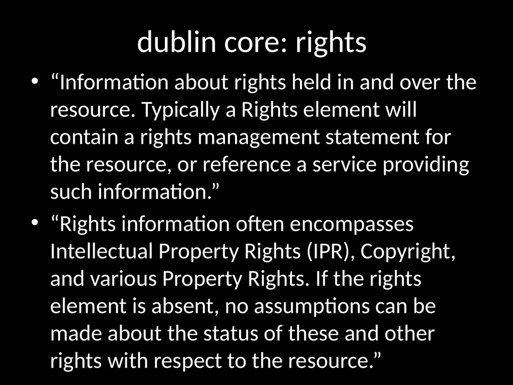 LIS654 lecture 5 DC metadata and omeka tables - slide 13 of 30