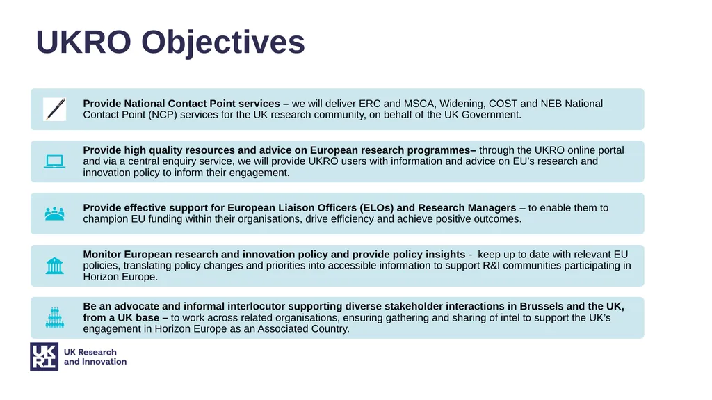 Update on UKRO services – supporting participation - slide 4 of 13