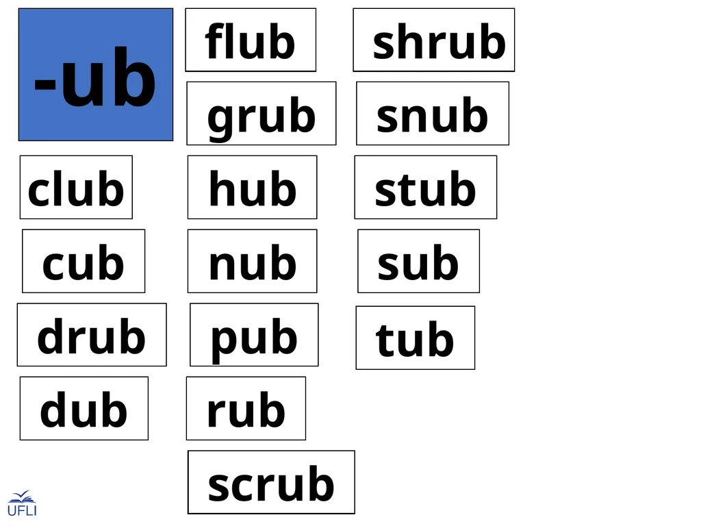 Phonogram Word Cards U Phonograms Note: Use these - slide 3 of 19