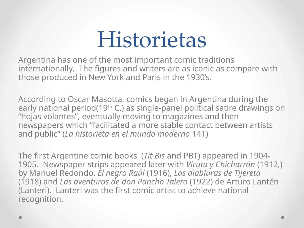 Comics in Argentina Historietas e historia - slide 2 of 16