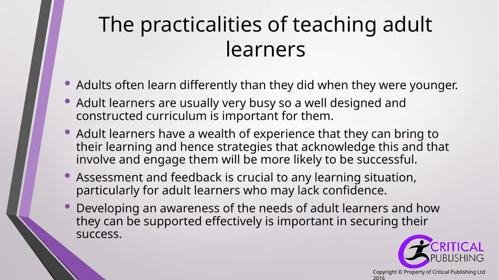 Teaching and Supporting Adult Learners Jackie - slide 9 of 15