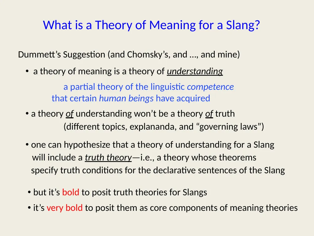 Fostering Liars Paul M. Pietroski Rutgers - slide 5 of 44