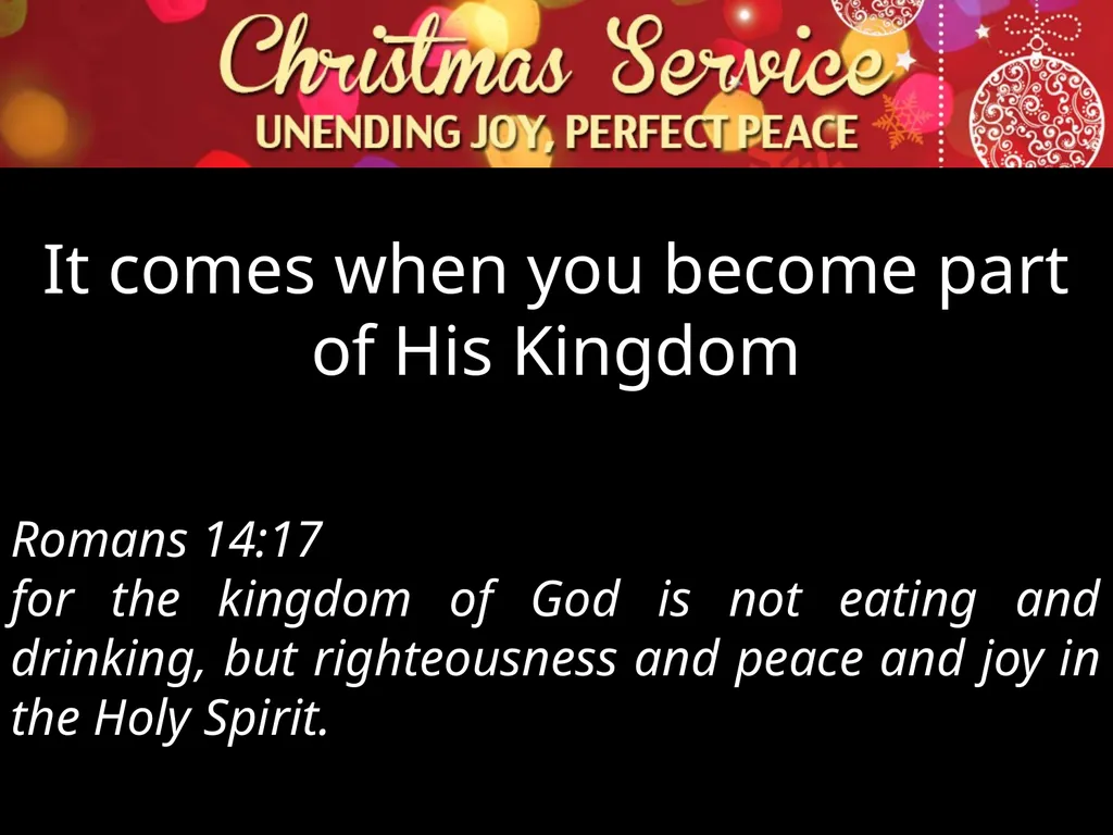 Luke 2:1-14 Two Great Commodities : Joy and Peace - slide 32 of 38
