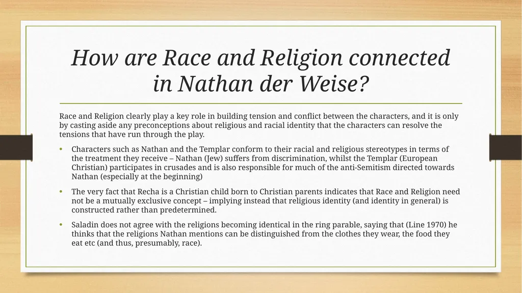 Nathan der Weise Group 1 To what extent does - slide 6 of 11
