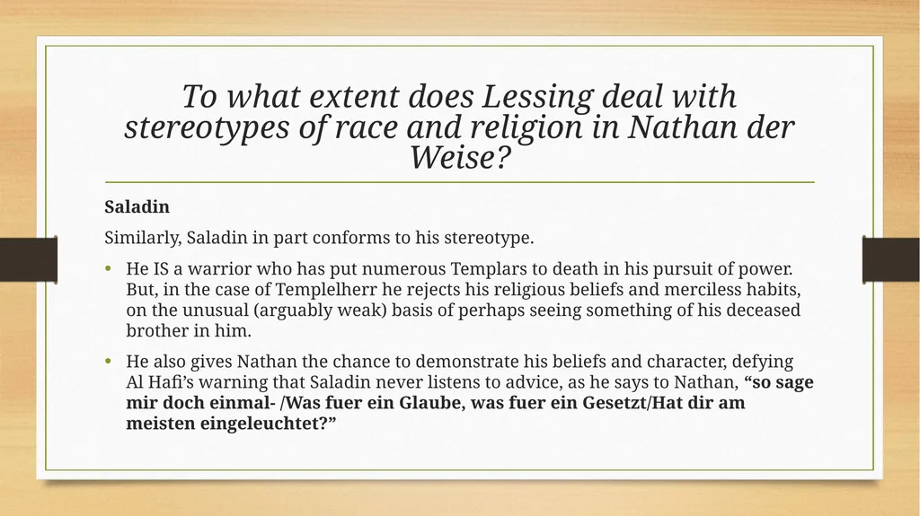 Nathan der Weise Group 1 To what extent does - slide 3 of 11