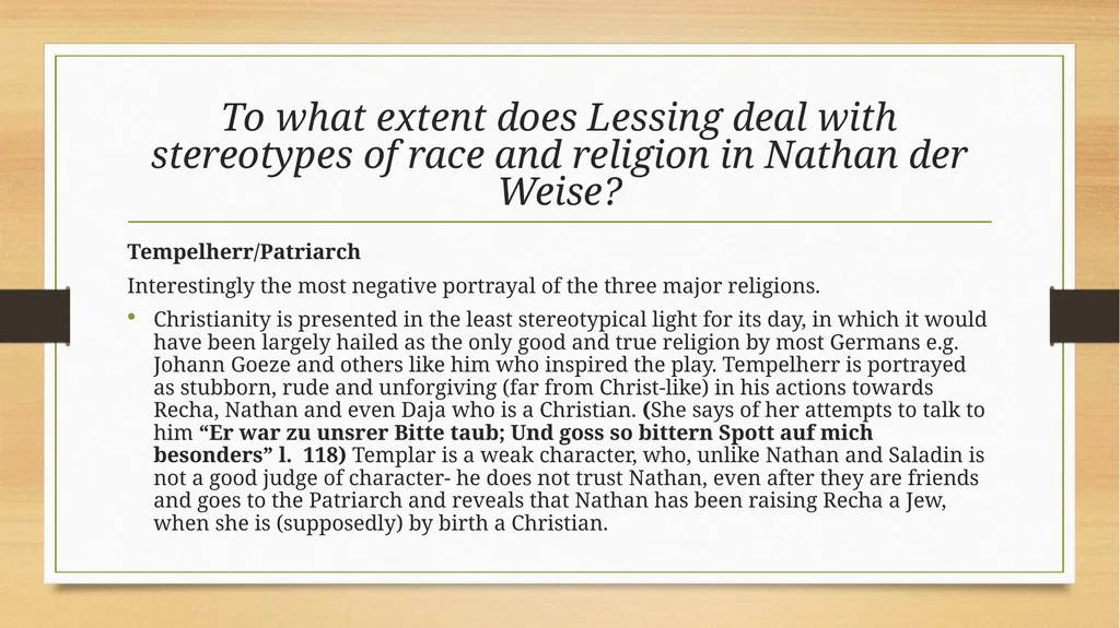 Nathan der Weise Group 1 To what extent does - slide 4 of 11
