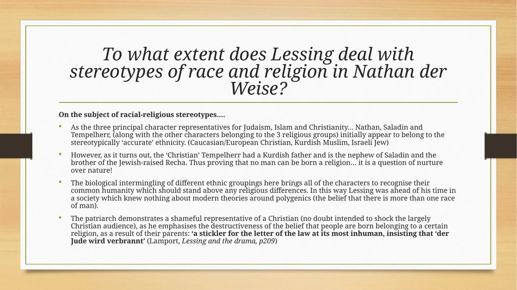 Nathan der Weise Group 1 To what extent does - slide 5 of 11
