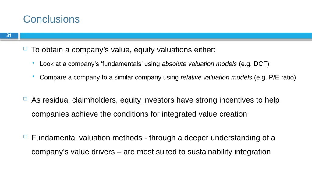 Corporate Finance for Long-Term Value Chapter 9: - slide 31 of 31