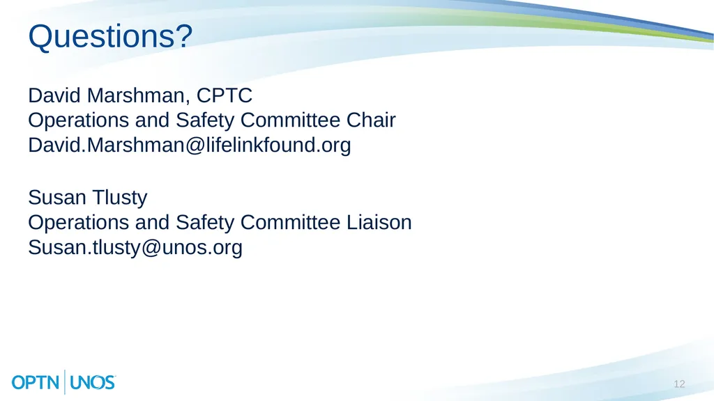 Operations and Safety Committee Update 1 Spring - slide 12 of 17