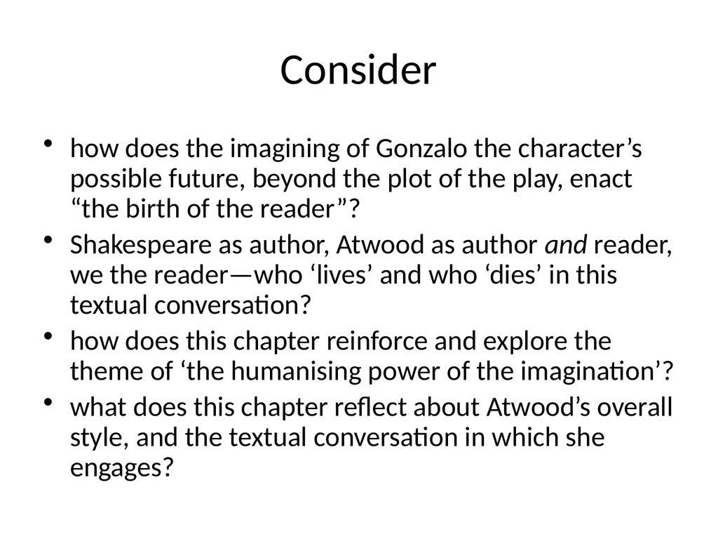 Hag-Seed The death of the author “Team Gonzalo - slide 7 of 7