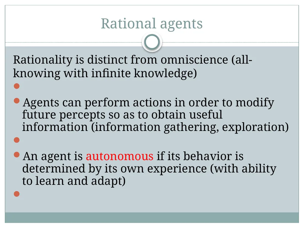Chapter 2 Intelligent Agents Outline Agents and - slide 9 of 28