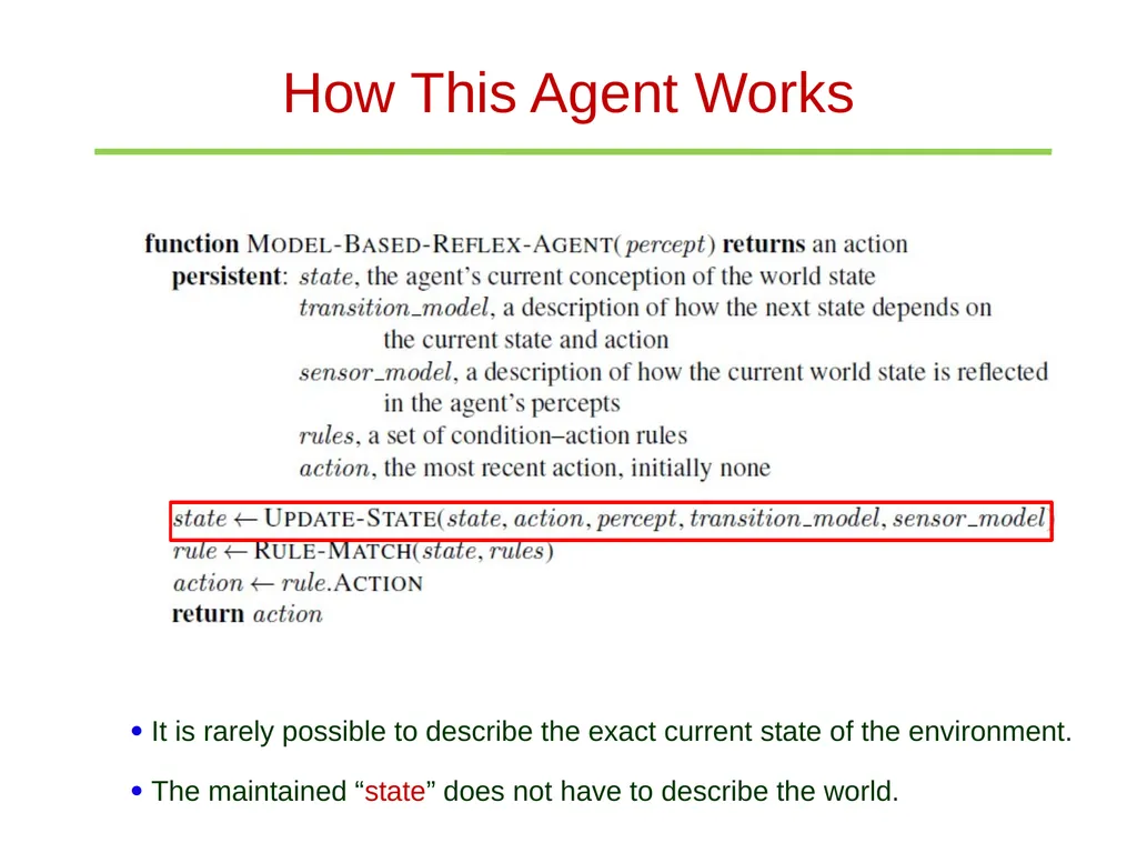 The Structure of Agents Simple reflex agents - slide 6 of 11