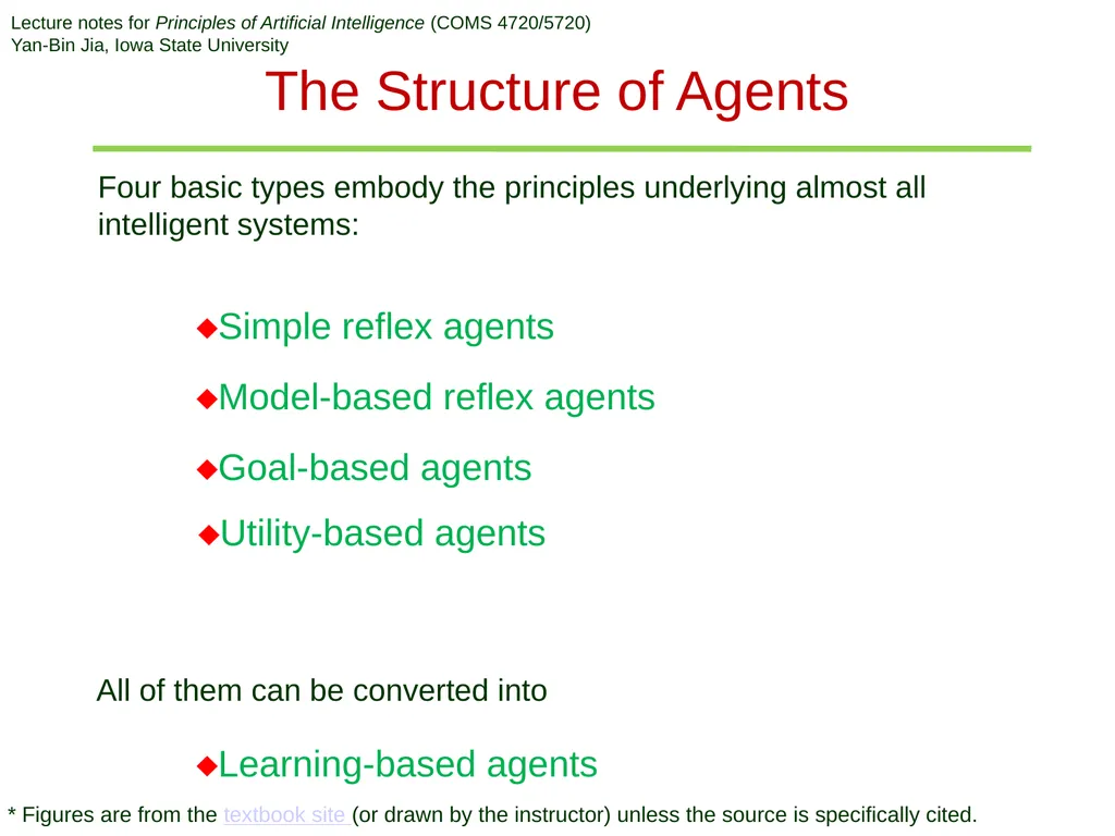 The Structure of Agents Simple reflex agents - slide 1 of 11