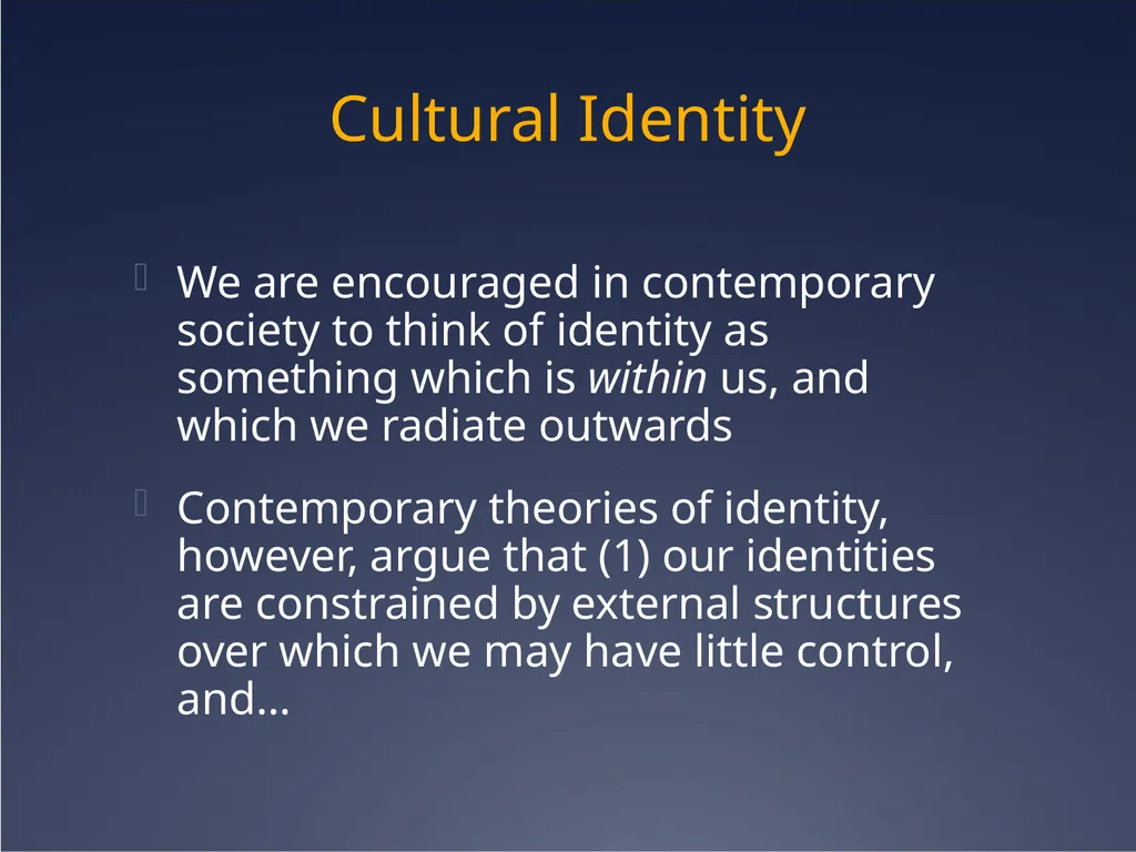 Sport, nationalism and identity Cultural Identity - slide 5 of 31