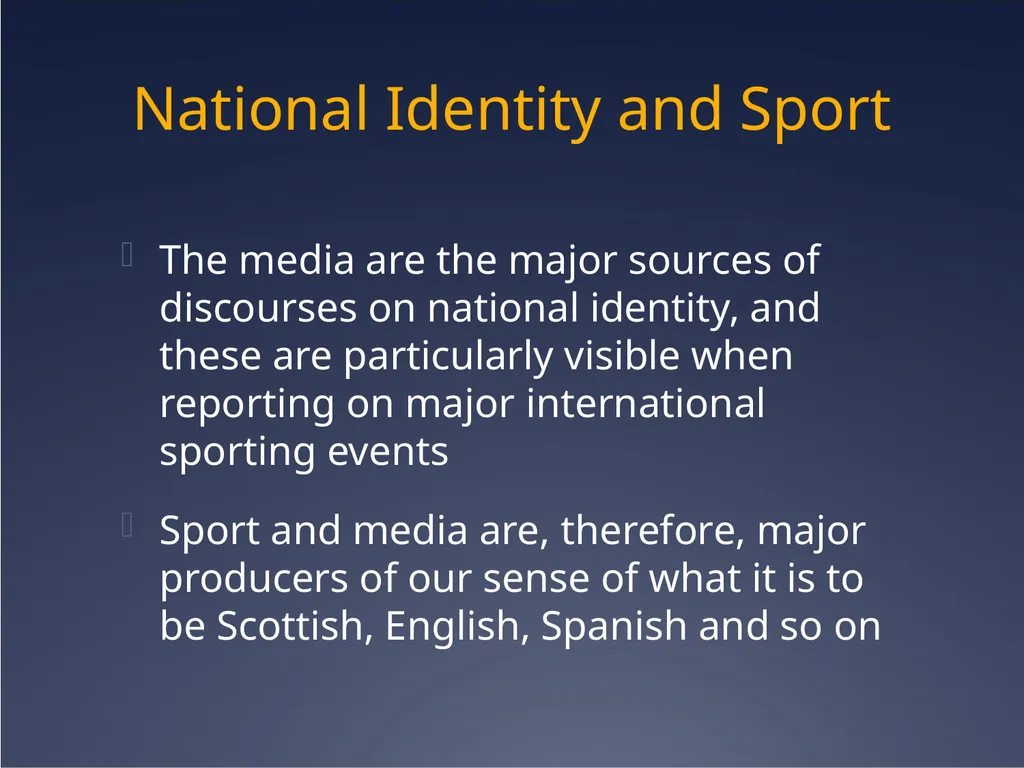 Sport, nationalism and identity Cultural Identity - slide 29 of 31
