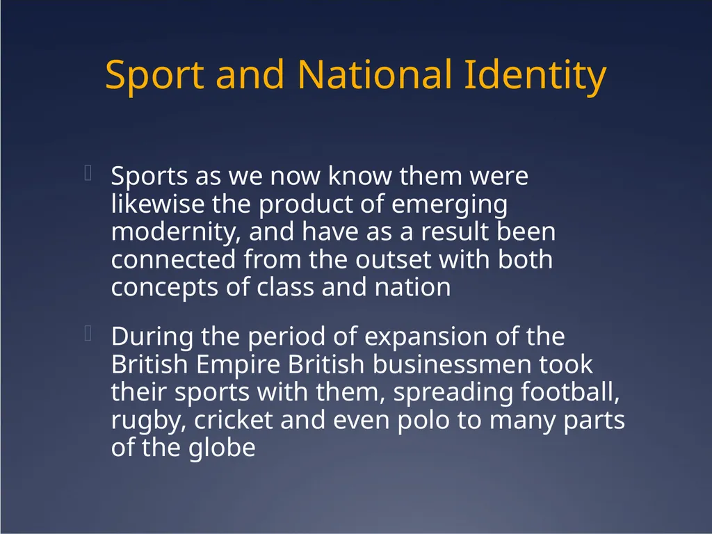 Sport, nationalism and identity Cultural Identity - slide 18 of 31