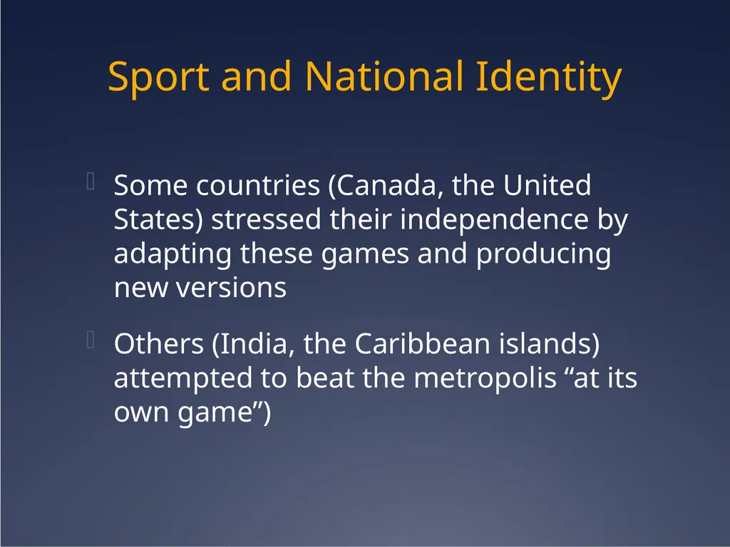Sport, nationalism and identity Cultural Identity - slide 19 of 31