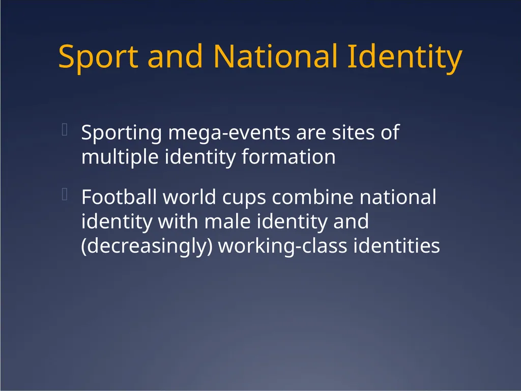 Sport, nationalism and identity Cultural Identity - slide 20 of 31