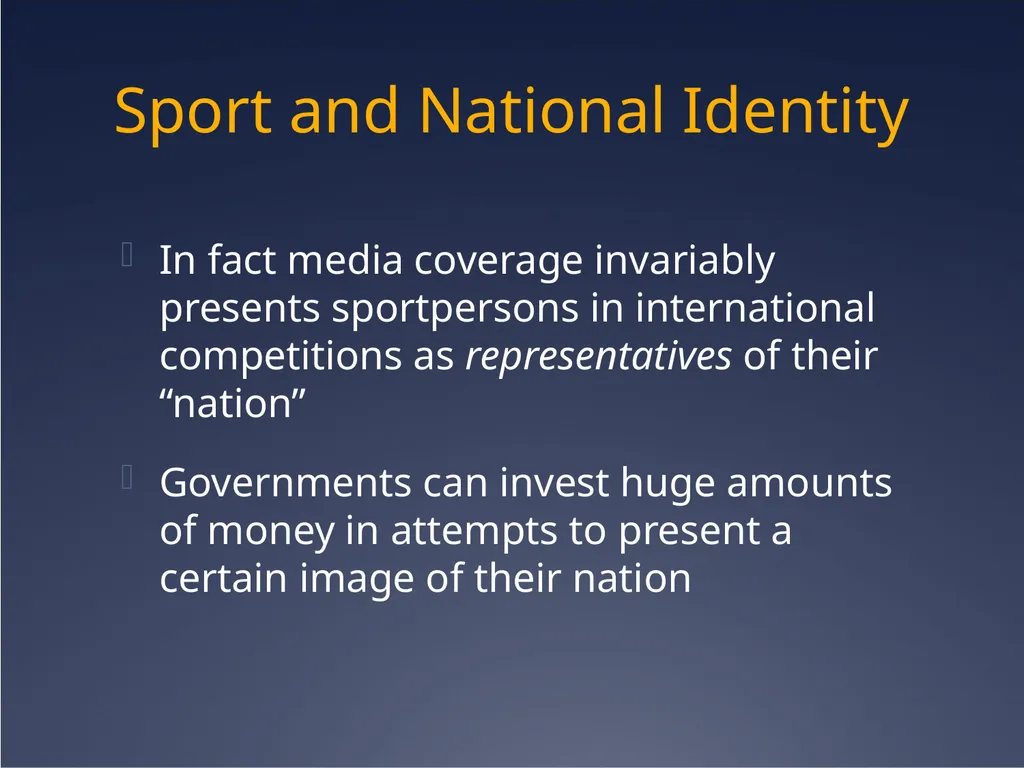 Sport, nationalism and identity Cultural Identity - slide 23 of 31