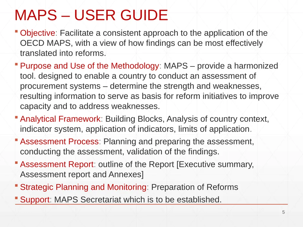 OECD - MAPS Methodology for Assessment of - slide 5 of 17