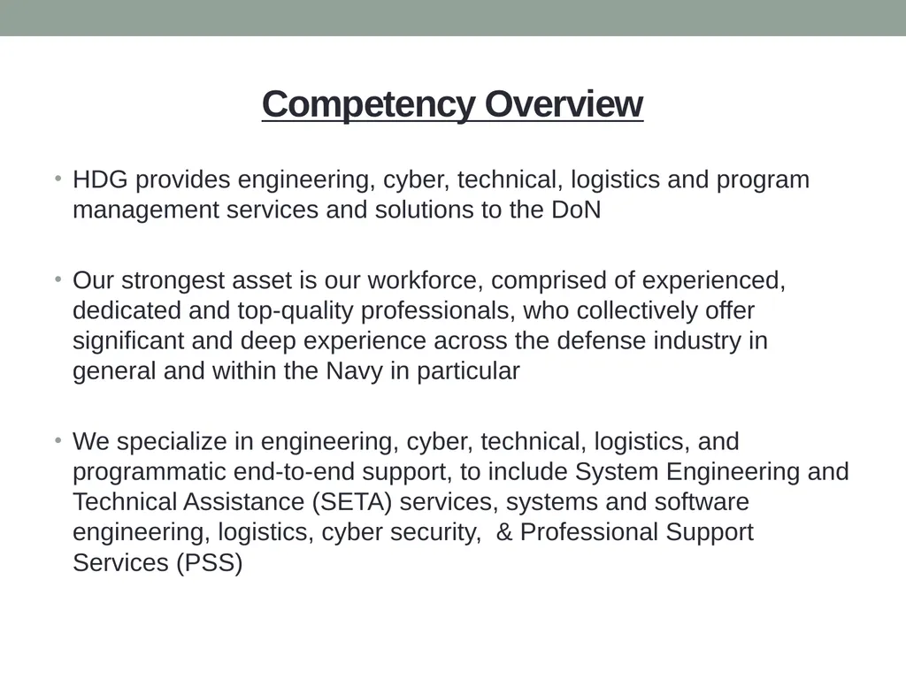 HIGHBURY DEFENSE GROUP CAPABILITIES OVERVIEW - slide 3 of 5