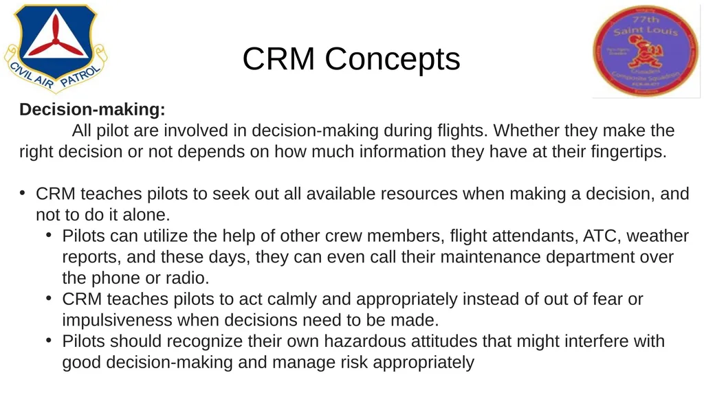 Crew/Cockpit Resource Management (CRM) First - slide 9 of 11